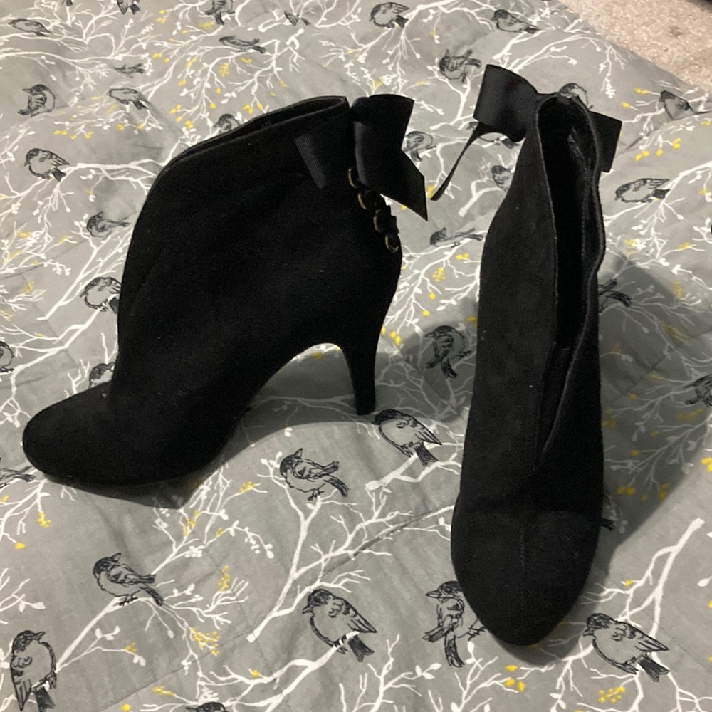 Black lace up booties